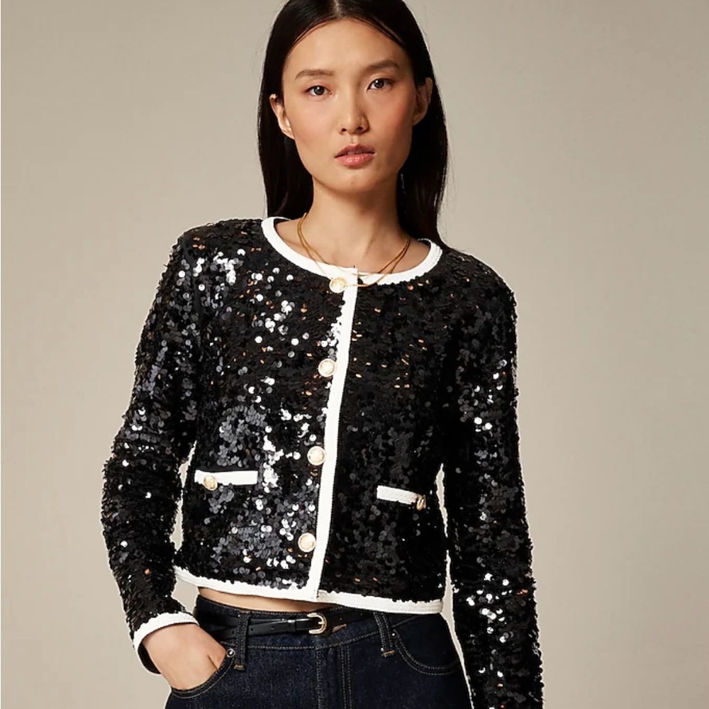 J Crew Mariner jersey lady jacket with sequins - Picture 4 of 4